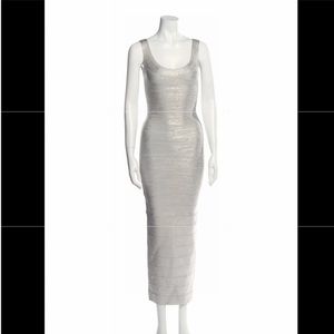 Stunning Herve Leger Silver Evening Gown